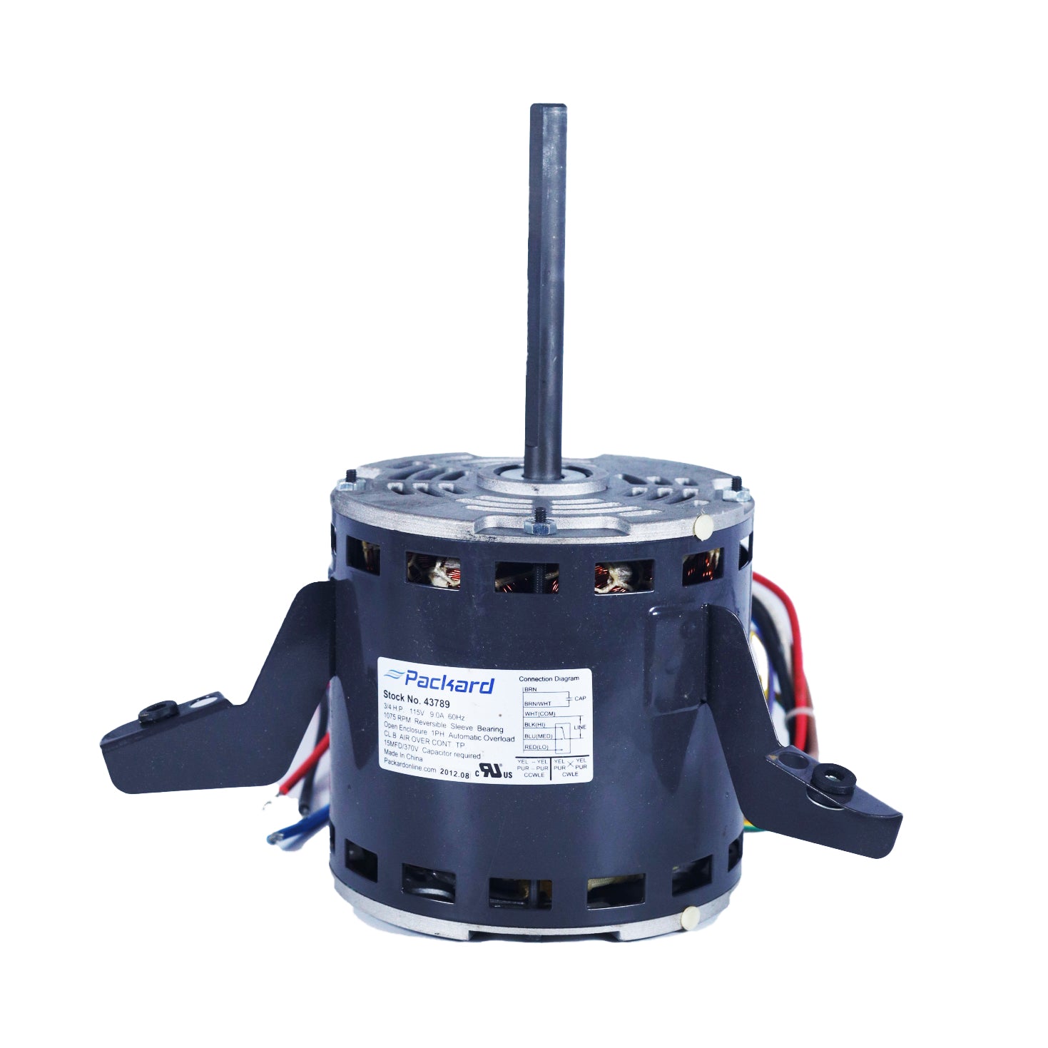 Packard - 43789 Direct Drive Blower Motor 48 Frame 3/4 HP, 115 Volts, 1075 RPM, 3 Speed