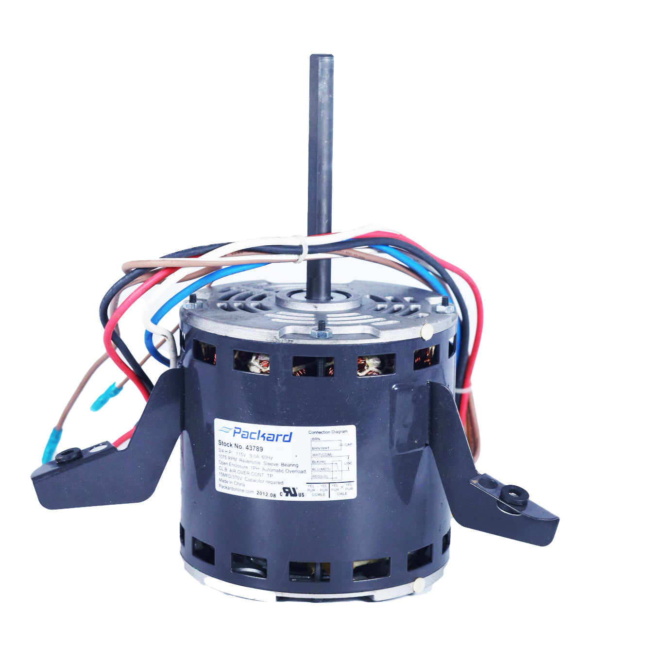 Packard - 43789 Direct Drive Blower Motor 48 Frame 3/4 HP, 115 Volts, 1075 RPM, 3 Speed