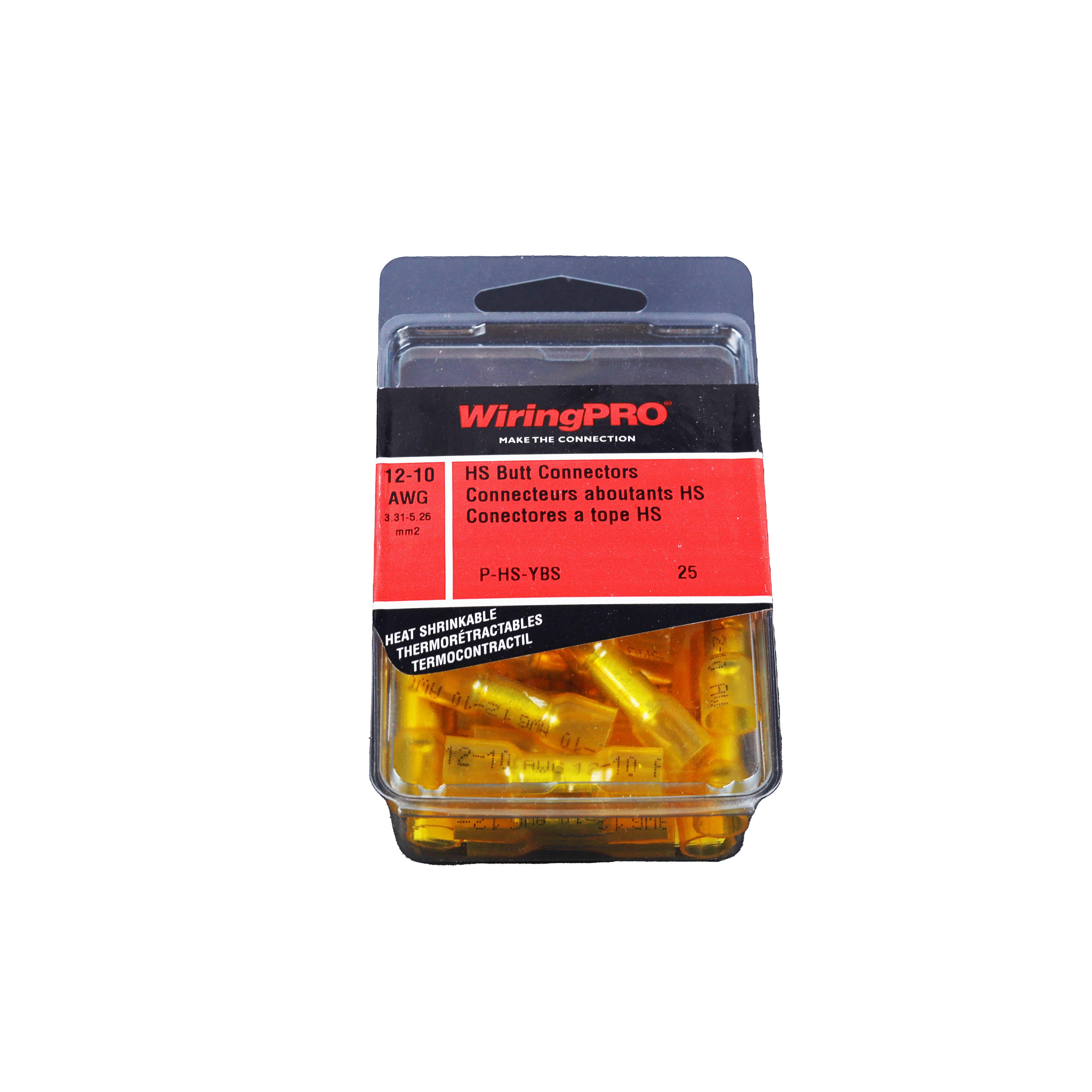 WiringPro 12-10 Heat Shrinkable Butt Connectors, 25/Package P-HS-YBS