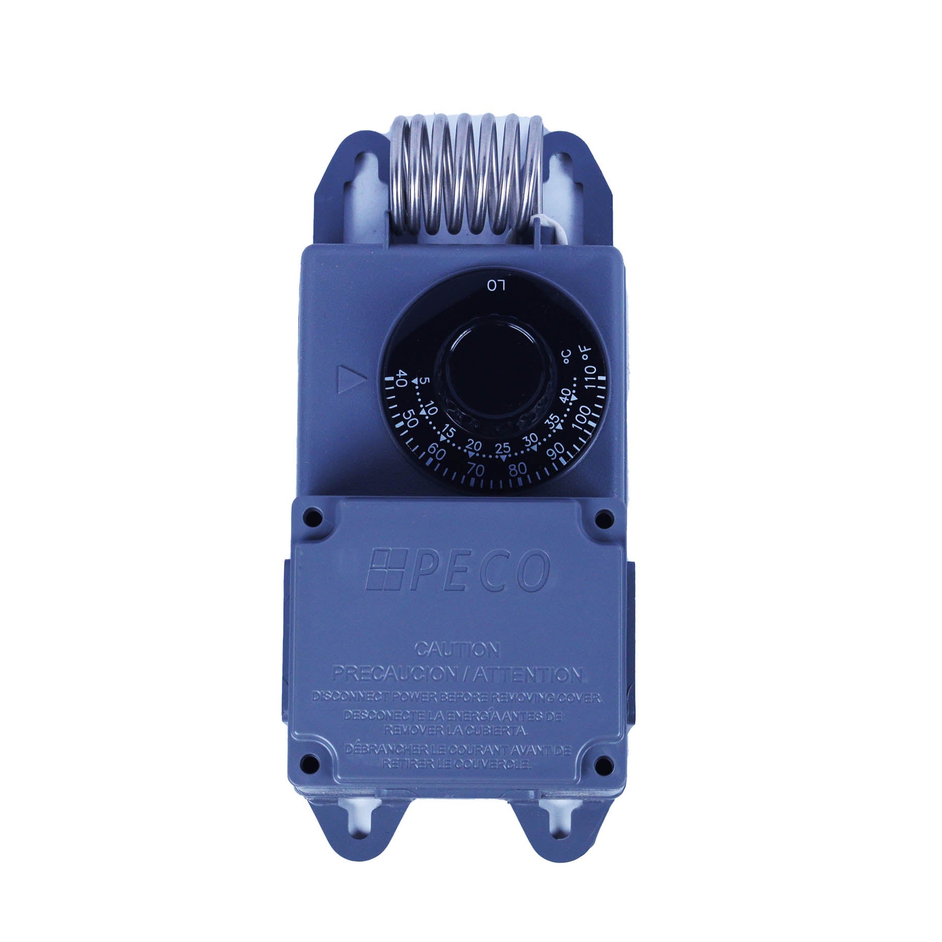 TF115-001 Line Volt Mechanical Thermostat w/ Stainless Steel Bulb (40°F - 110°F) Peco Controls