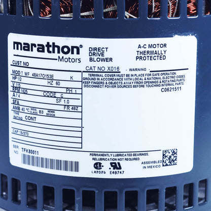 Marathon- X016 - 1/2HP Blower Motor