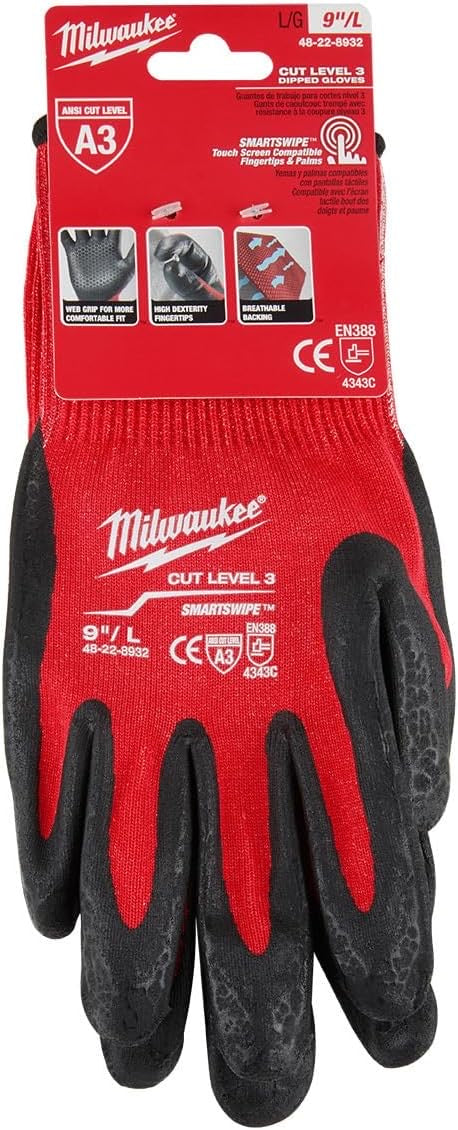 Milwaukee 48-22-8934  Cut Level 3 Nitrile Dipped Gloves