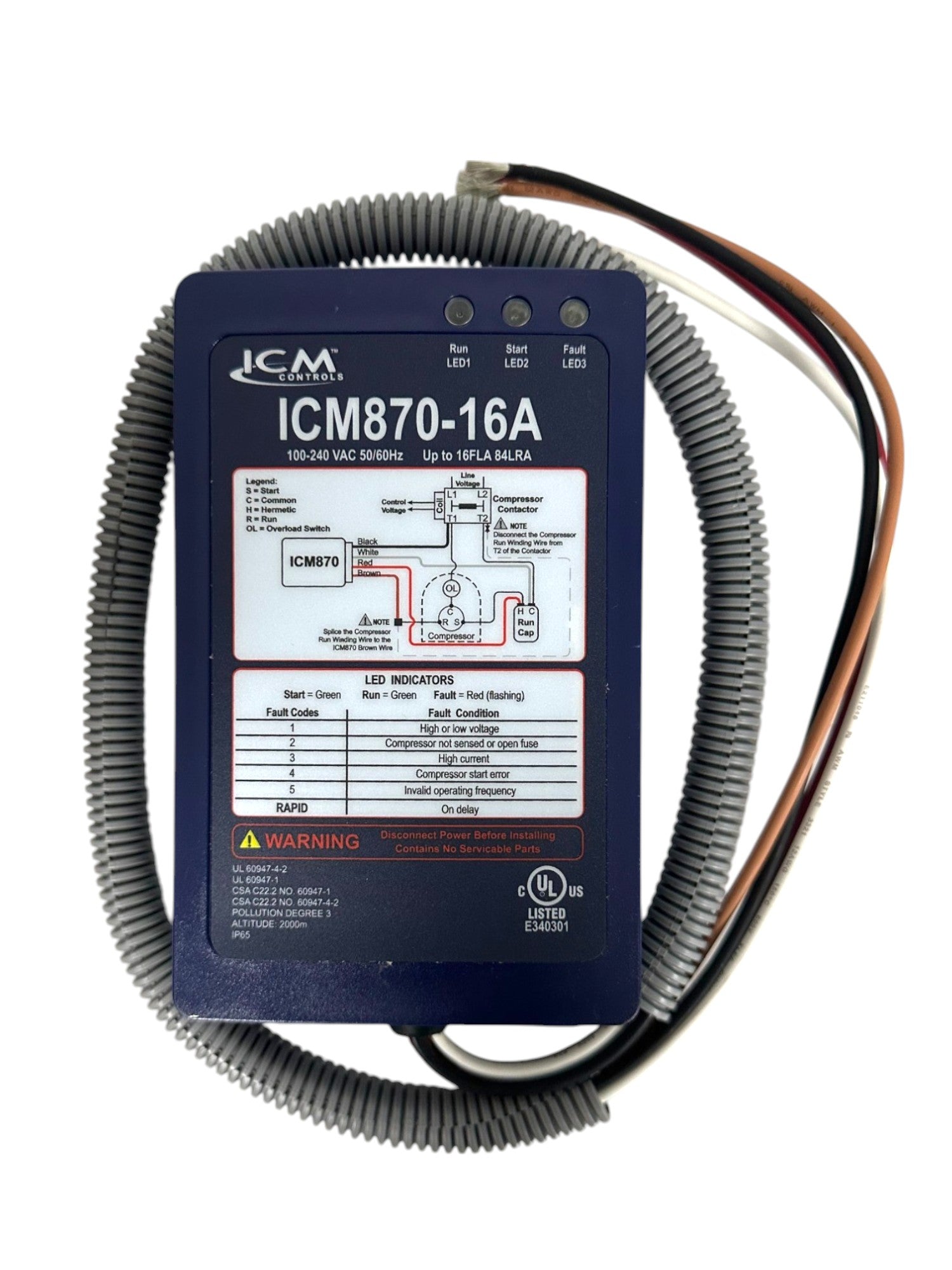 ICM870-16A Soft Start, Built-in Start Capacitor, Over/Under Voltage Monitoring, Over-Current Protection, Current 16A