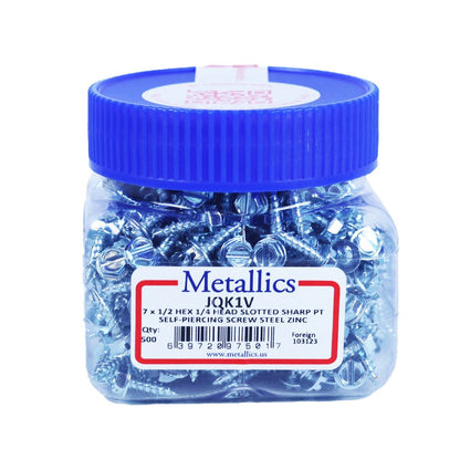 JQK1V - Metallics  7 X 1/2" Quik-Eze Sheet Metal Screw Steel Zinc