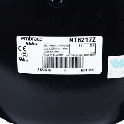 NT6217Z2 -  Embraco Refrigeration Compressor, 7460 BtuH, 115V, R134a