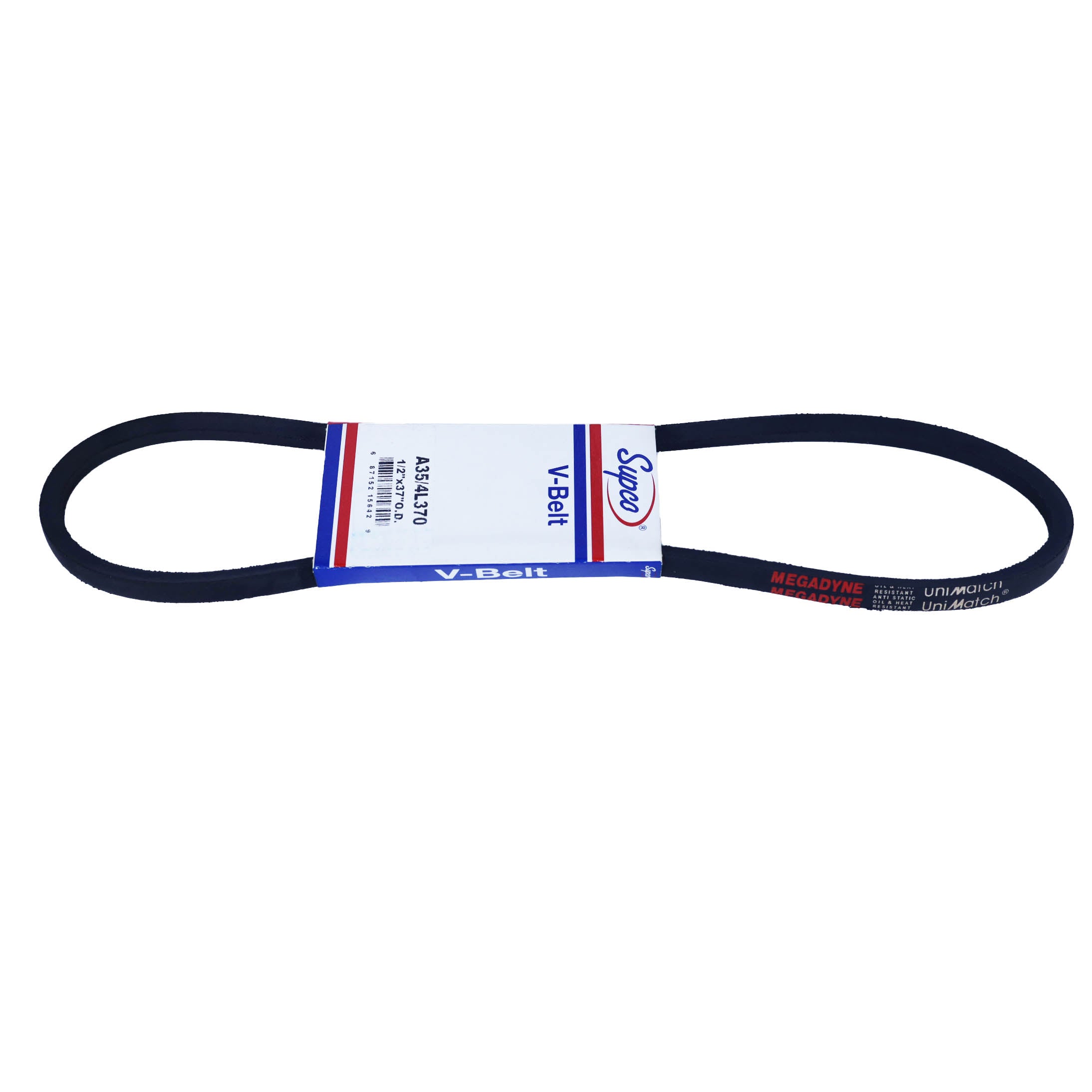 SUPCO A35 -4L370 V-Belt, 37" Outside Length, 1/2" Top Width, 1 Ribs